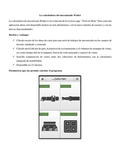 La calculadora del mecanizado Walter 